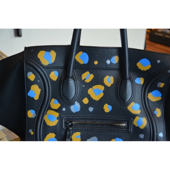 Celine Phantom Luggage Bag Black Cheetah Spots Painted KCA DESIGN CO INSTAGRAM - Picture 2 of 10